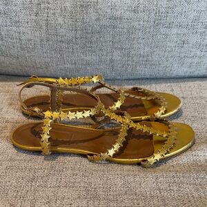 Aquazzura Firenze Strappy Gold Star Sandals Used 36.5